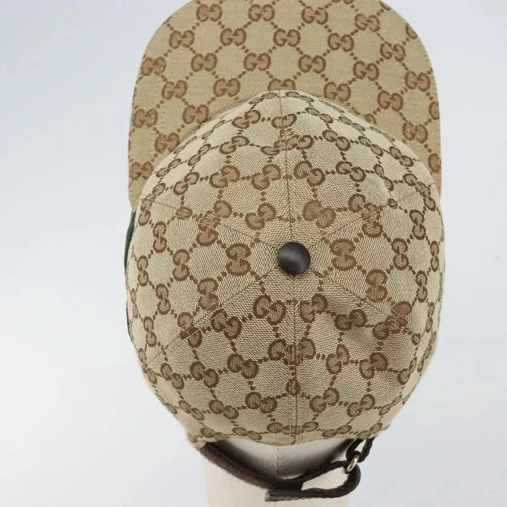 GUCCI GG Canvas baseball Cap M Beige Red Green 200035 Auth am9353 - Picture 6 of 14